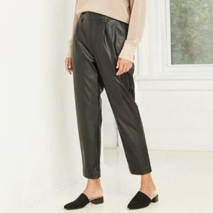 Prologue Faux Leather Tapered Pants Women's 6 Black